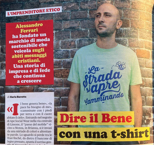 Brand etico Ape: dire il bene con una t-shirt. Intervista per Credere 2022