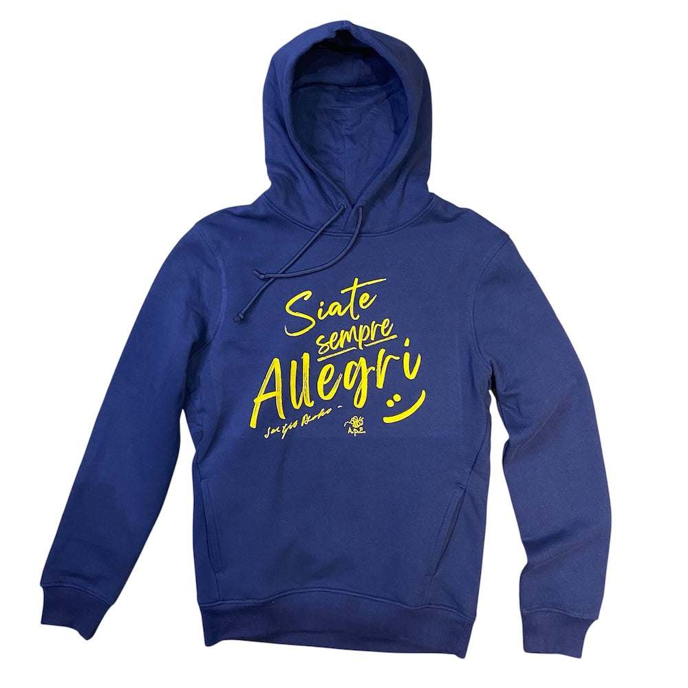 FELPA CAPPUCCIO "SIATE SEMPRE ALLEGRI"