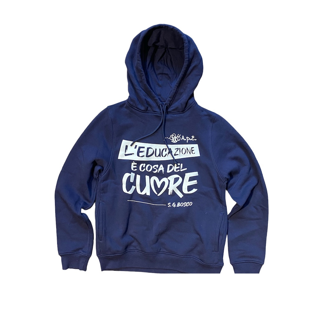 FELPA CAPPUCCIO "L'EDUCAZIONE E' COSA DEL CUORE"
