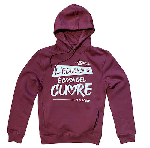 FELPA CAPPUCCIO "L'EDUCAZIONE E' COSA DEL CUORE"