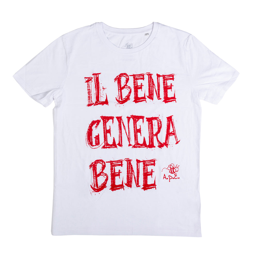 maglietta solidale il bene genera bene bianca