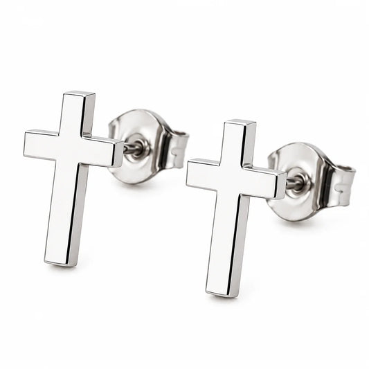 Orecchini con croce in acciaio inossidabile 316 – Color argento