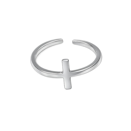 Anello Croce Piena Regolabile in Acciaio Inossidabile