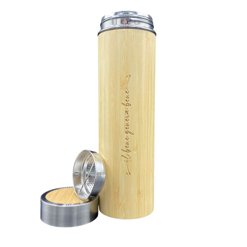 BORRACCIA TERMICA il bene genera bene CON INFUSORE IN FIBRA DI BAMBU'
