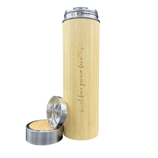 BORRACCIA TERMICA il bene genera bene CON INFUSORE IN FIBRA DI BAMBU'