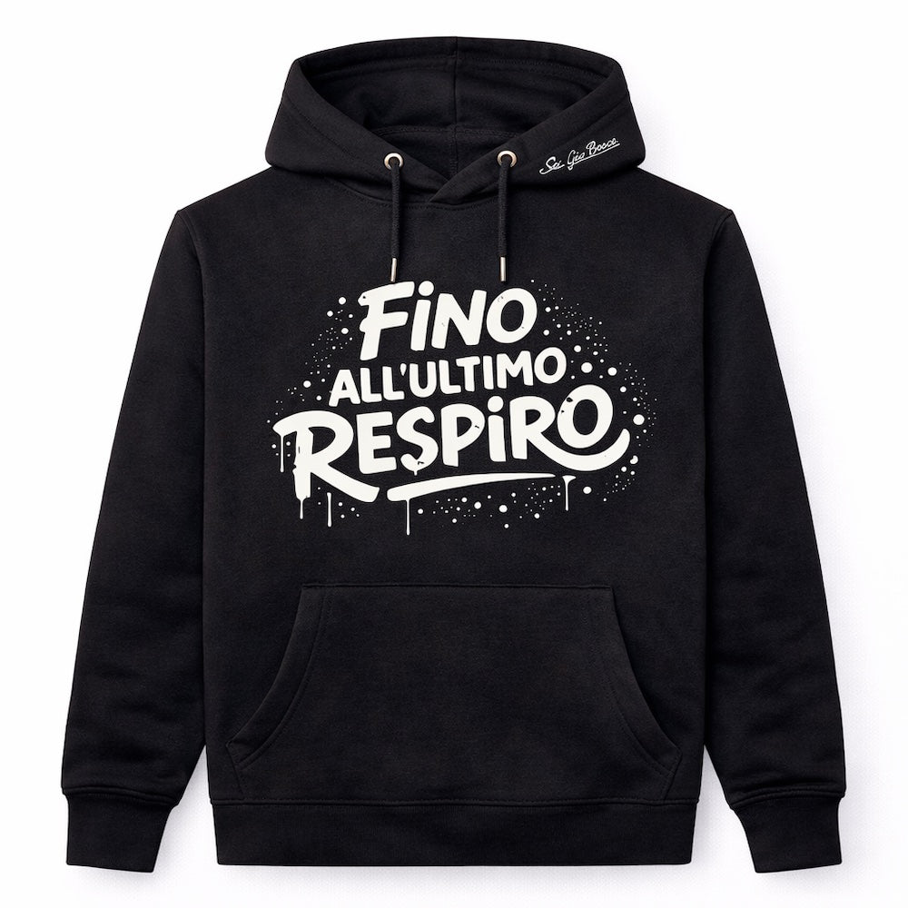Felpa nera Don Bosco Fino all'Ultimo Respiro unisex cotone biologico