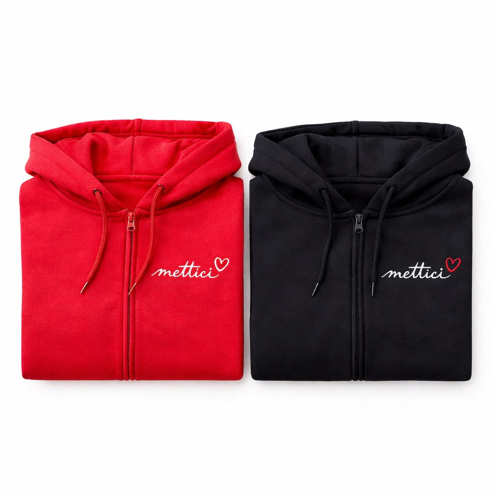 FELPA DONNA CAPPUCCIO e ZIP "mettici cuore"