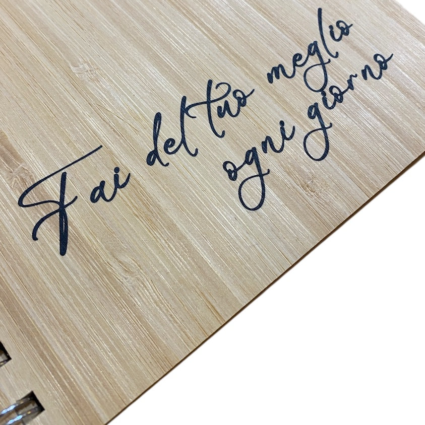 Set Quaderno e Penna in Bambù "Fai del Tuo Meglio Ogni Giorno"