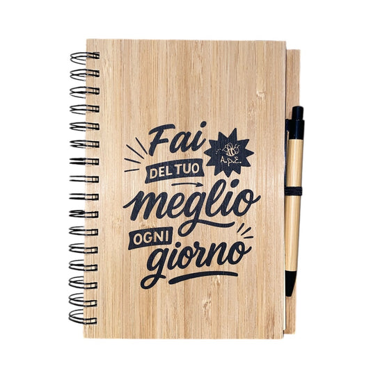 Set Taccuino e Penna in Bambù "Fai del Tuo Meglio Ogni Giorno"