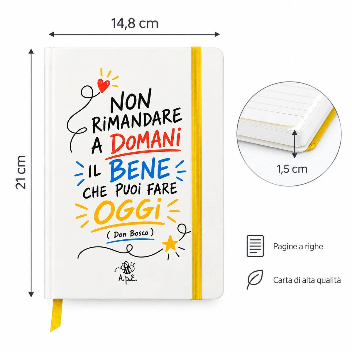 Quaderno Non rimandare a domani il bene che puoi fare oggi - Don Bosco