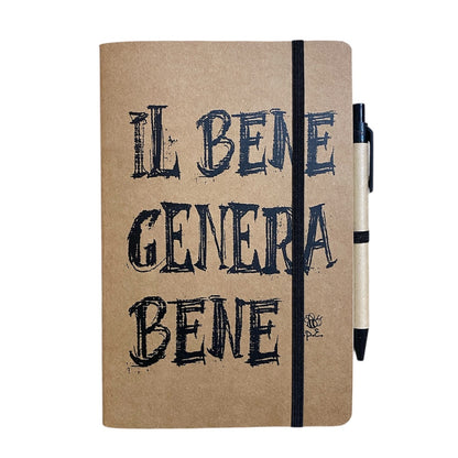 Set Taccuino e Penna "Il Bene Genera Bene" in Cartone Riciclato