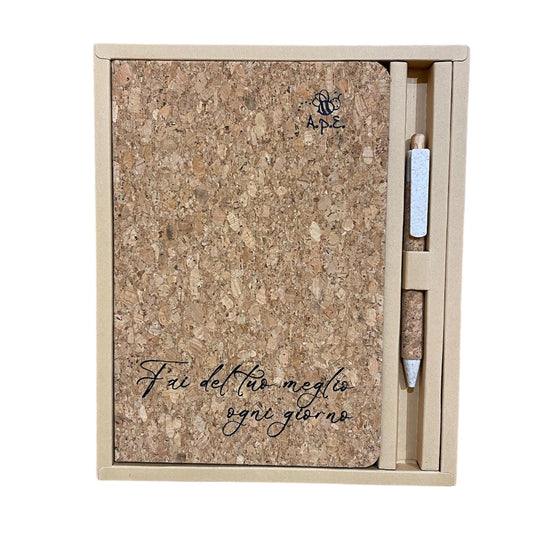 Set Quaderno e Penna in Sughero "Fai del Tuo Meglio Ogni Giorno"