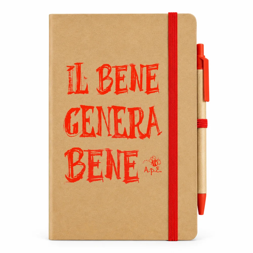 Taccuino e Penna "Il Bene Genera Bene" in Cartone Riciclato