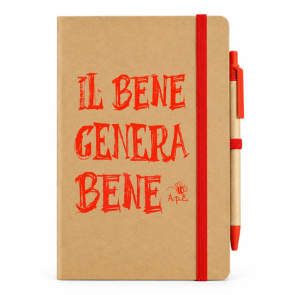Taccuino e Penna "Il Bene Genera Bene" in Cartone Riciclato
