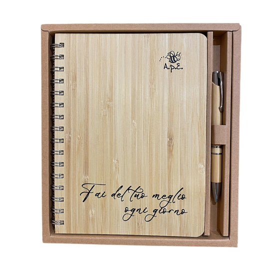 Set Quaderno e Penna in Bambù "Fai del Tuo Meglio Ogni Giorno"
