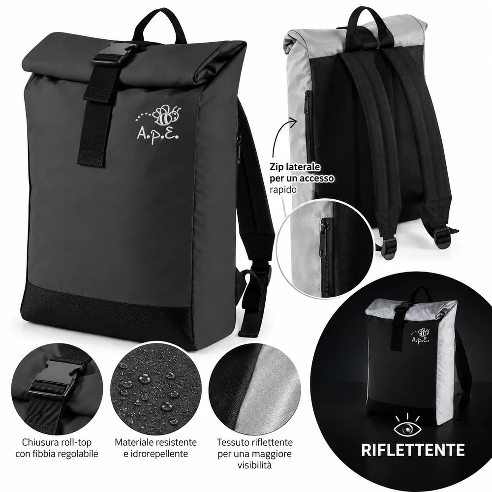 ZAINO RIFLETTENTE con logo ricamato