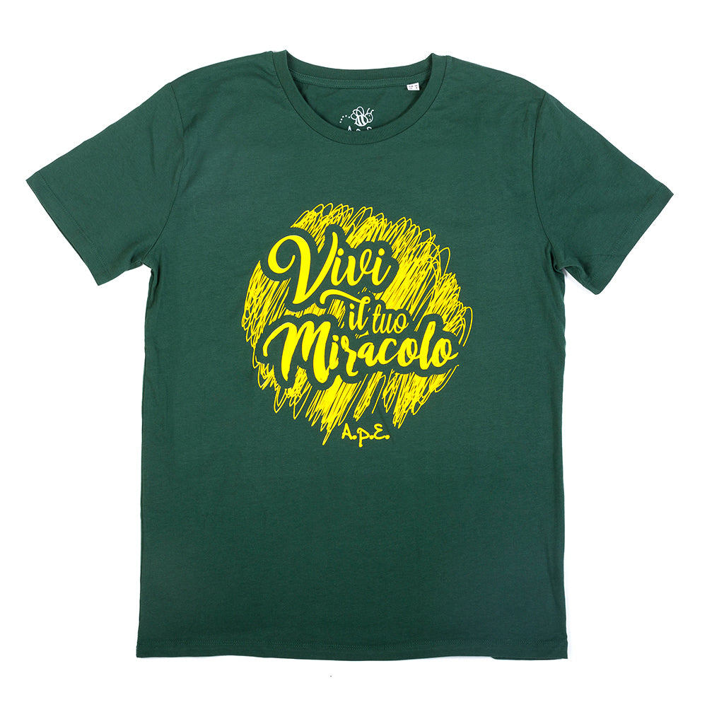maglietta solidale vivi il tuo miracolo verde